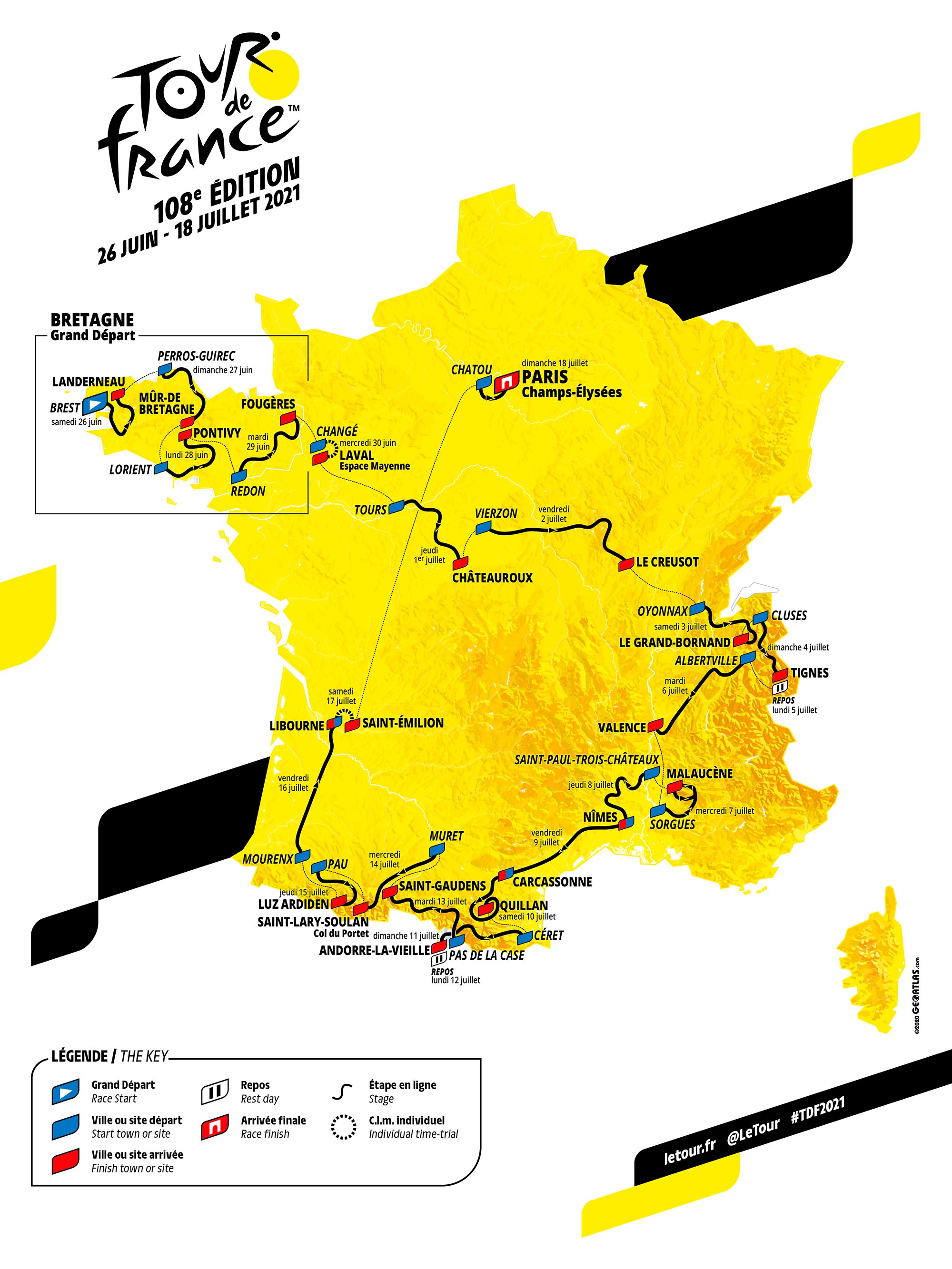 The 2021 Tour de France Route