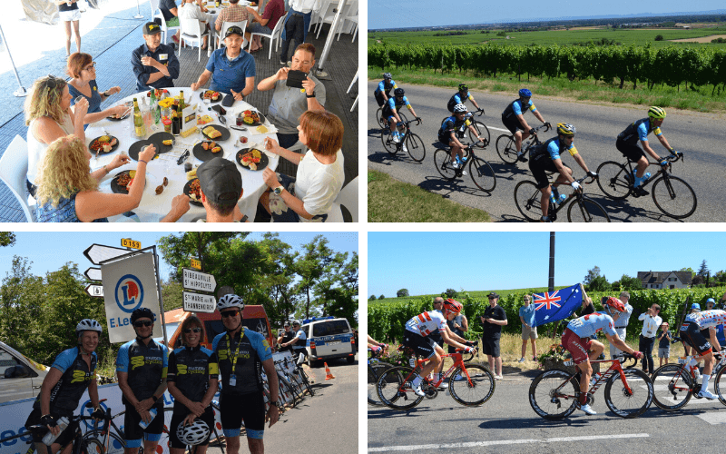 Riding ahead of the race to enthusiastic (and plainly generous) local crowds