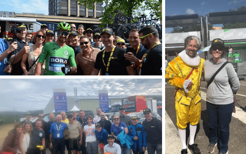 Bora-Hansgrohe rider with fans, Mummu Cycling guests
