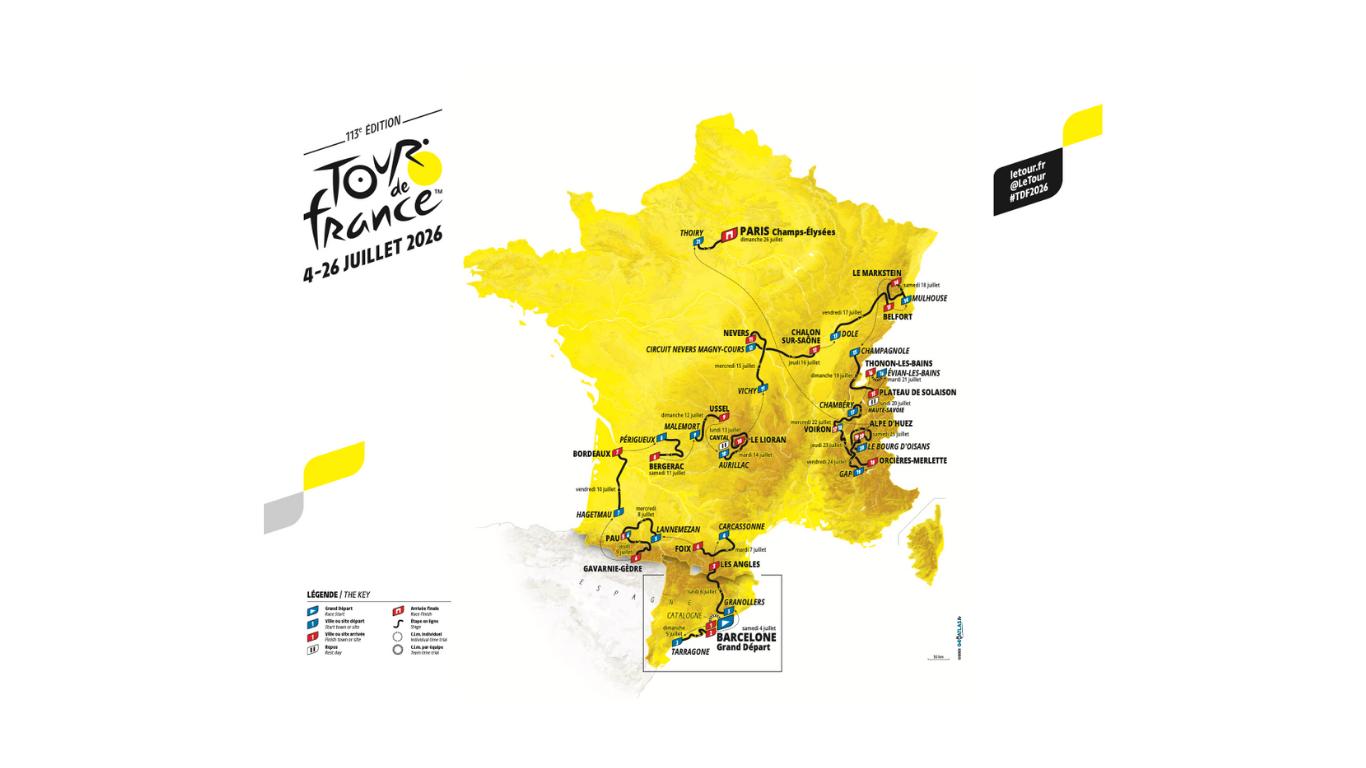 Tour de France 2026 route map, Barcelona to Paris
