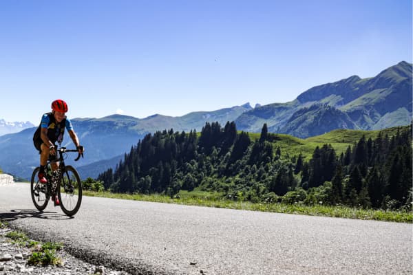 Cyclist on mountain road