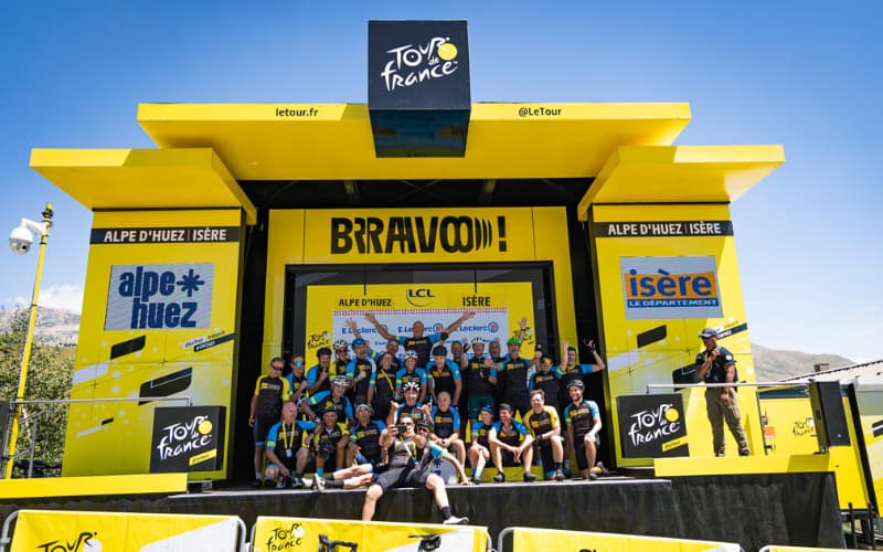 Group photo at Alpe d'Huez, Tour de France