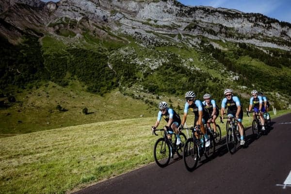 Cyclists on mountain road, Tour de France