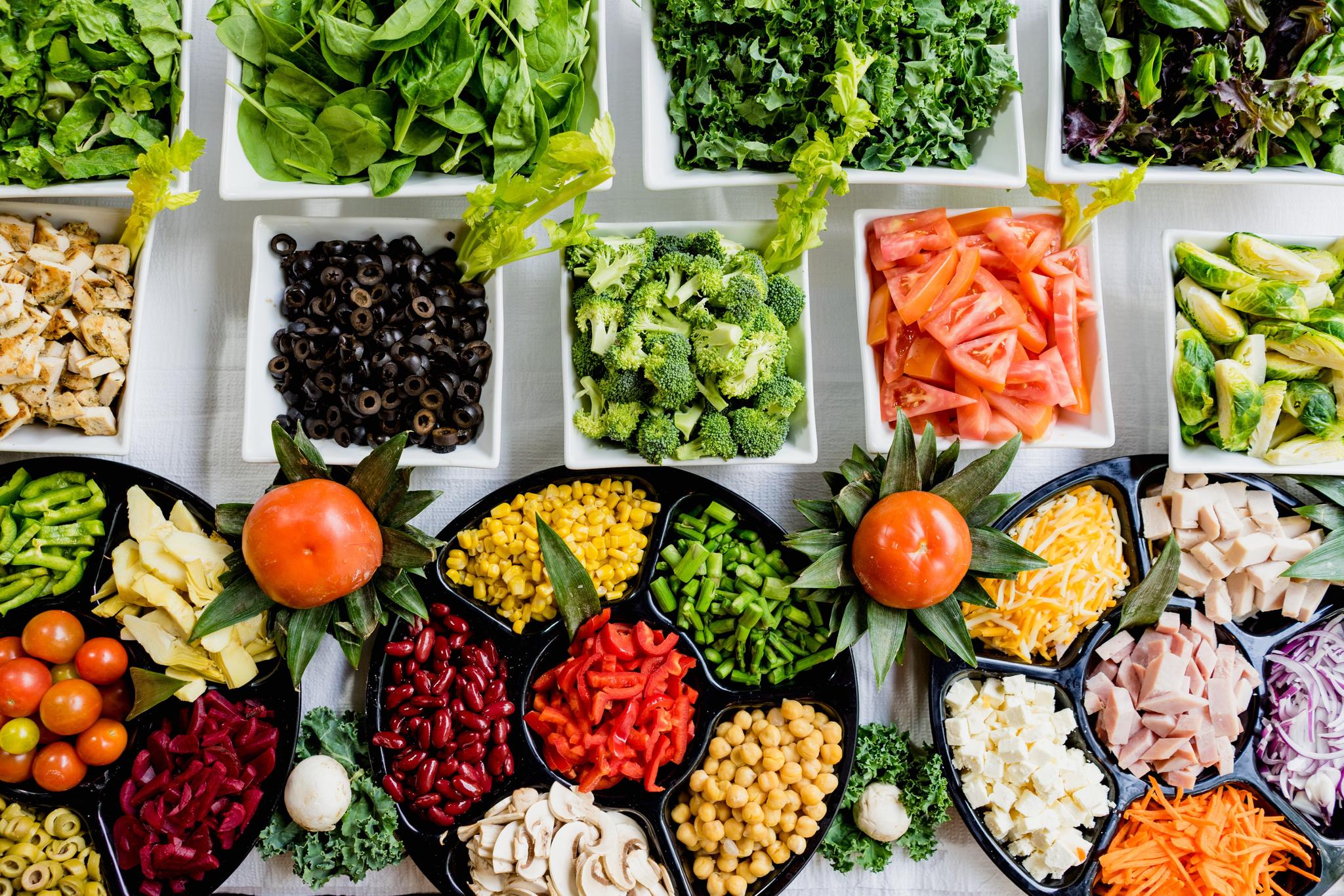 Salad bar with various fresh ingredients