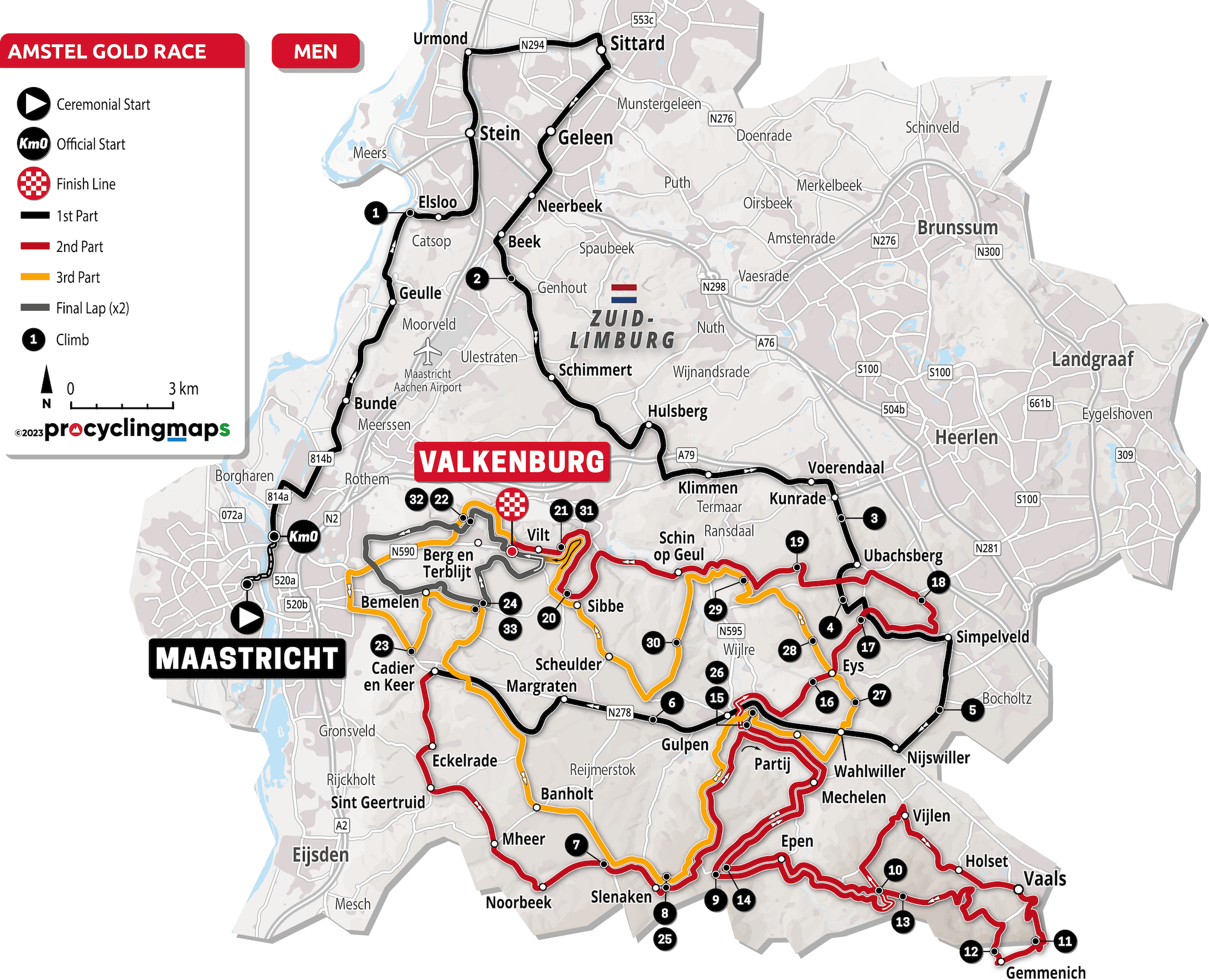Amstel Gold Race Men's route map