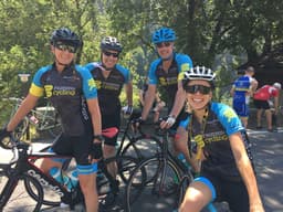 Group of cyclists in Mummu Cycling kit